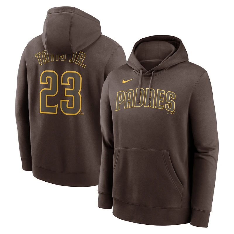 Sweat à capuche Nike Fernando Tatis Jr. marron pour homme, avec nom et numéro du joueur des Padres de San Diego.