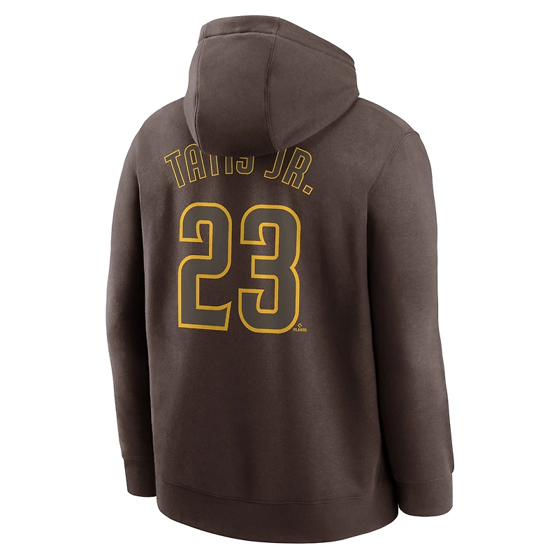 Sweat à capuche Nike Fernando Tatis Jr. marron pour homme, avec nom et numéro du joueur des Padres de San Diego.