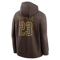 Sweat à capuche Nike Fernando Tatis Jr. marron pour homme, avec nom et numéro du joueur des Padres de San Diego.