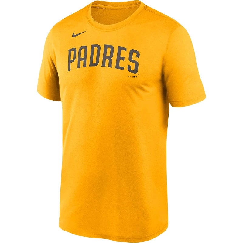 T-shirt grande taille et or Nike San Diego Padres Wordmark Legend Performance pour homme
