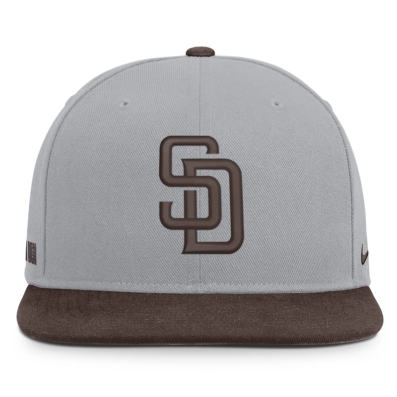 Casquette snapback Nike Primetime Pro Dri-FIT grise/marron pour homme des Padres de San Diego