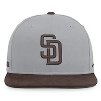 Casquette snapback Nike Primetime Pro Dri-FIT grise/marron pour homme des Padres de San Diego