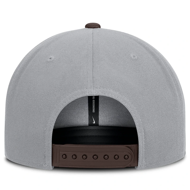 Casquette snapback Nike Primetime Pro Dri-FIT grise/marron pour homme des Padres de San Diego