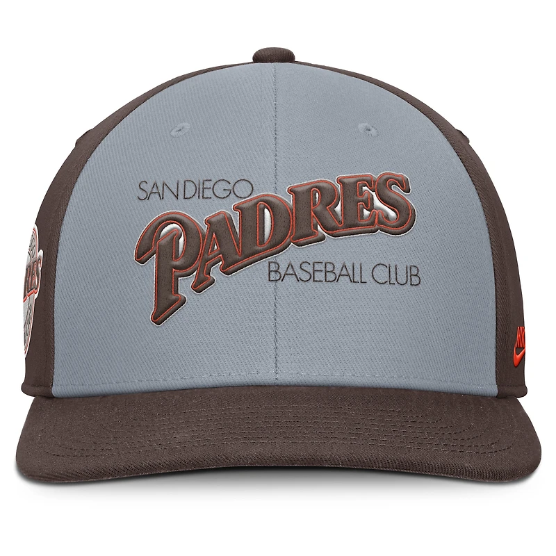 Casquette Snapback Nike Pro Performance gris/marron pour homme des San Diego Padres