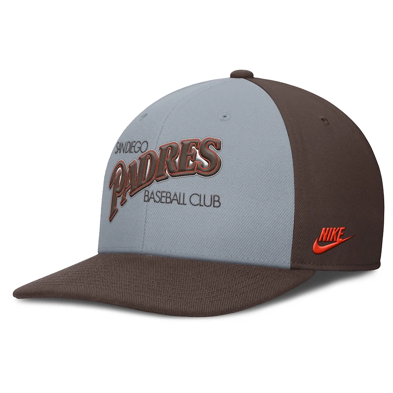 Casquette Snapback Nike Pro Performance gris/marron pour homme des San Diego Padres