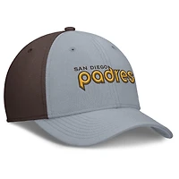 Casquette Nike Performance Flex grise/marron des Padres de San Diego Rise Swoosh pour homme