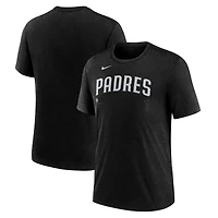 T-shirt Nike noir chiné pour homme avec logo tri-blend des Padres de San Diego