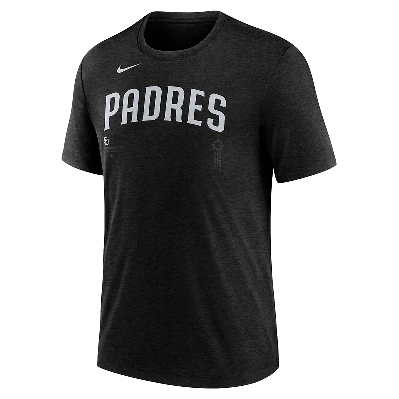 Men's Nike Heather Black San Diego Padres Wordmark Tri-Blend T-Shirt