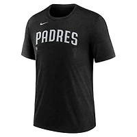Men's Nike Heather Black San Diego Padres Wordmark Tri-Blend T-Shirt