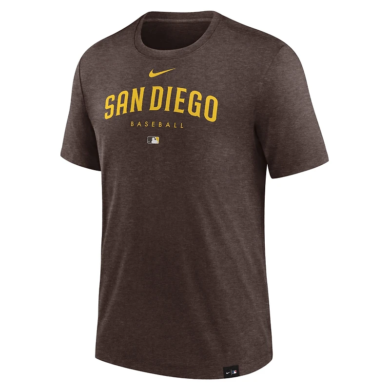 T-shirt Performance Tri-Blend Early Work San Diego Padres Nike pour homme, brun chiné