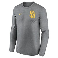 T-shirt à manches longues Nike Dri-FIT anthracite chiné pour homme des Padres de San Diego