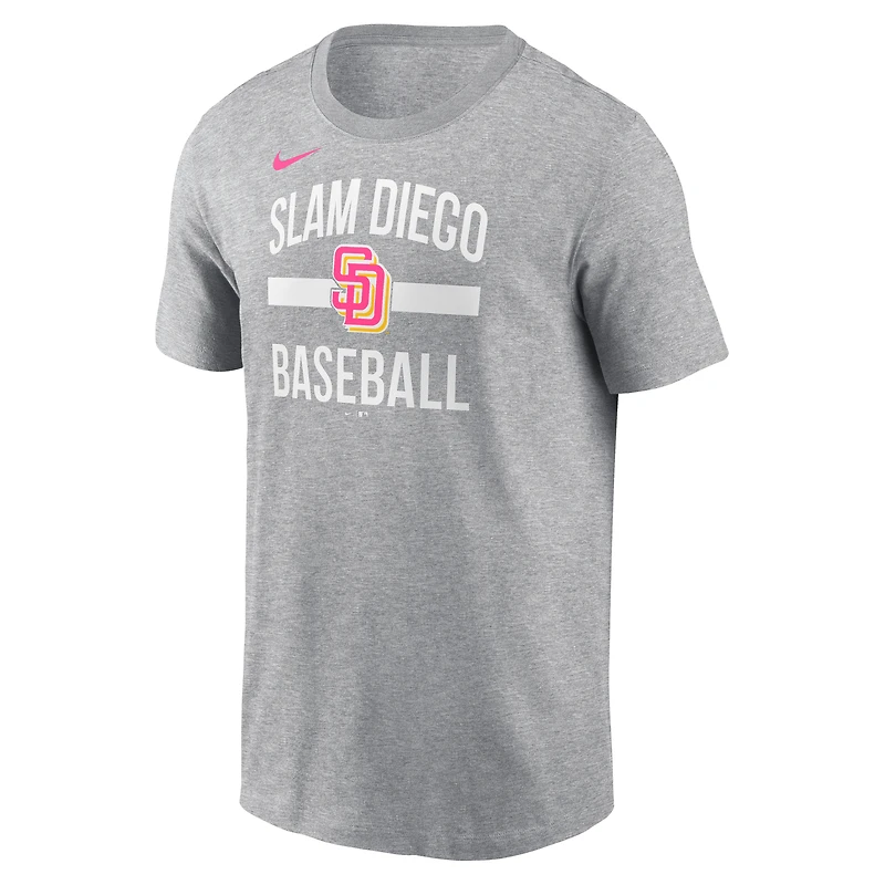 Men's Nike Heather Gray San Diego Padres City Connect Arched Team Phrase T-Shirt