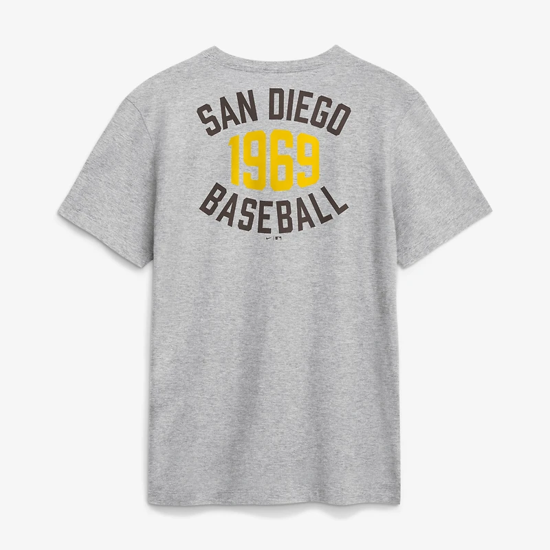 T-shirt Nike Heather Gray San Diego Padres Cooperstown 2-Hit pour homme