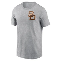 Men's Nike Heather Gray San Diego Padres Cooperstown Collection Large Logo 2-Hit T-Shirt