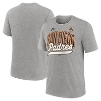 T-shirt Nike gris chiné rétro tri-blend pour homme, collection Cooperstown des Padres de San Diego