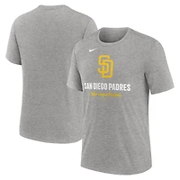 T-shirt Nike gris chiné pour homme avec logo des Padres de San Diego