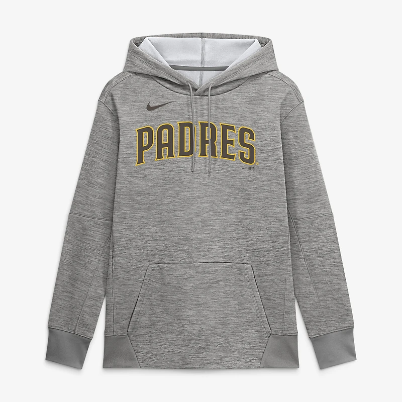 Men's Nike Heather Gray San Diego Padres Primary Wordmark Therma Hoodie