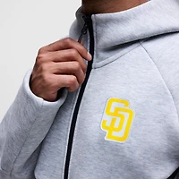 Sweat à capuche zippé Nike Tech Fleece raglan gris chiné San Diego Padres pour homme