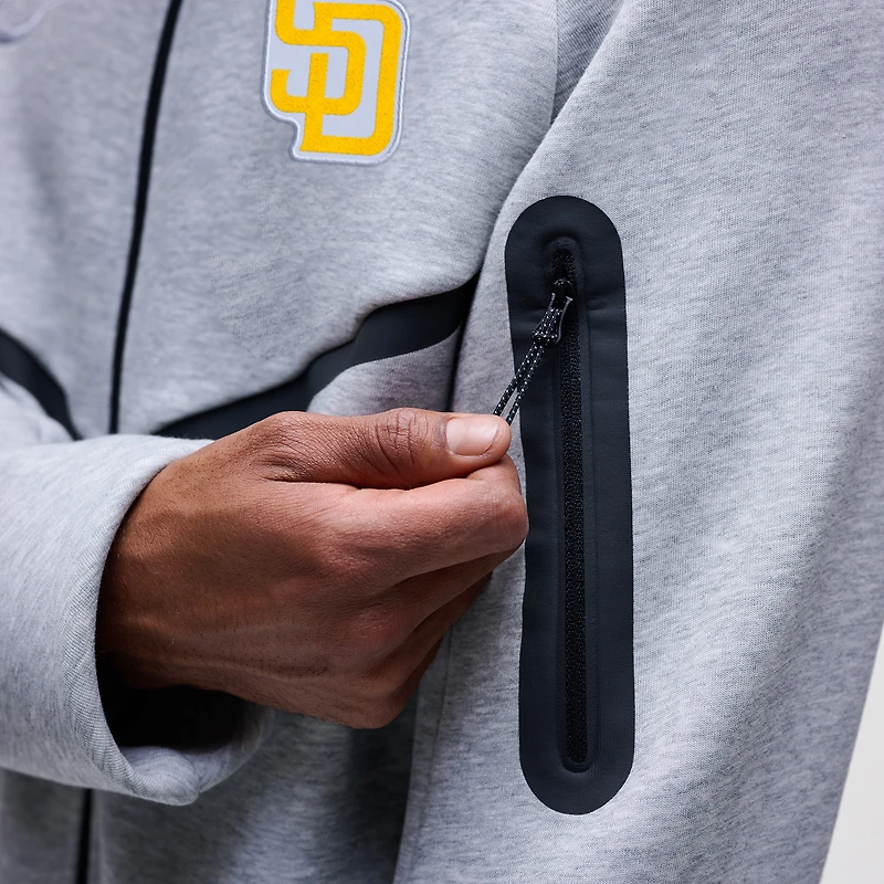 Men's Nike Heather Gray San Diego Padres Tech Fleece Raglan Full-Zip Windrunner Hoodie