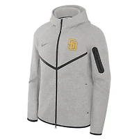 Sweat à capuche zippé Nike Tech Fleece raglan gris chiné San Diego Padres pour homme