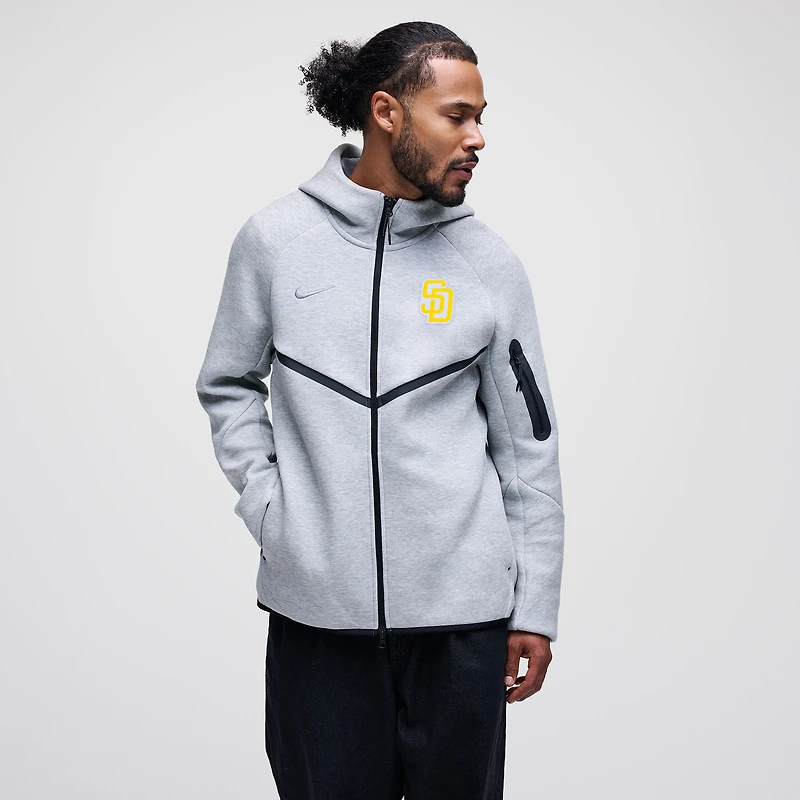 Men's Nike Heather Gray San Diego Padres Tech Fleece Raglan Full-Zip Windrunner Hoodie