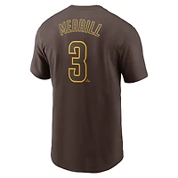 T-shirt avec nom et numéro Nike Jackson Merrill pour homme, marron, San Diego Padres Fuse
