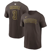 Men's Nike Jackson Merrill Brown San Diego Padres Home Name & Number T-Shirt