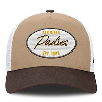 Casquette trucker ajustable Nike kaki/marron San Diego Padres Rise A-Frame pour homme