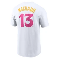 T-shirt avec nom et numéro Nike Manny Machado pour hommes, San Diego Padres City Connect Fuse, blanc