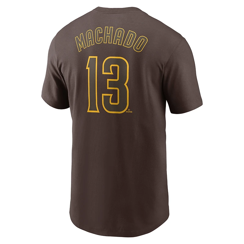 T-shirt Nike pour homme avec nom et numéro Manny Machado Brown des San Diego Padres Fuse
