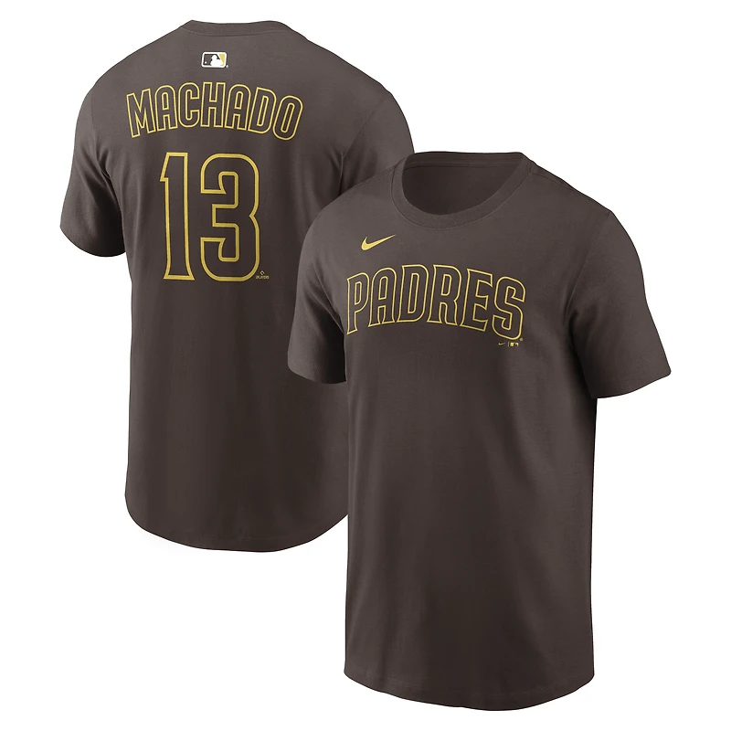 Men's Nike Manny Machado Brown San Diego Padres  Name & Number T-Shirt