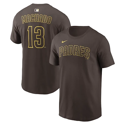 Men's Nike Manny Machado Brown San Diego Padres  Name & Number T-Shirt