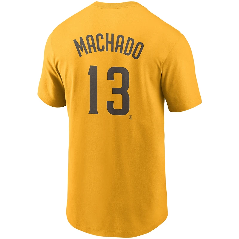 T-shirt avec nom et numéro Nike Manny Machado doré des San Diego Padres pour hommes