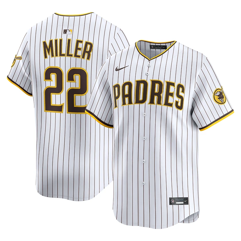 Maillot de joueur Nike Mason Miller blanc des Padres San Diego à domicile en édition limitée pour homme