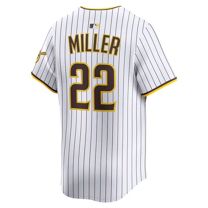 Maillot de joueur Nike Mason Miller blanc des Padres San Diego à domicile en édition limitée pour homme