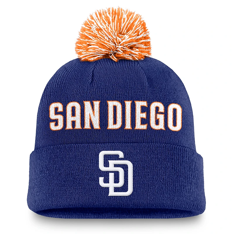 Bonnet à revers Nike Royal San Diego Padres Peak pour homme avec pompon