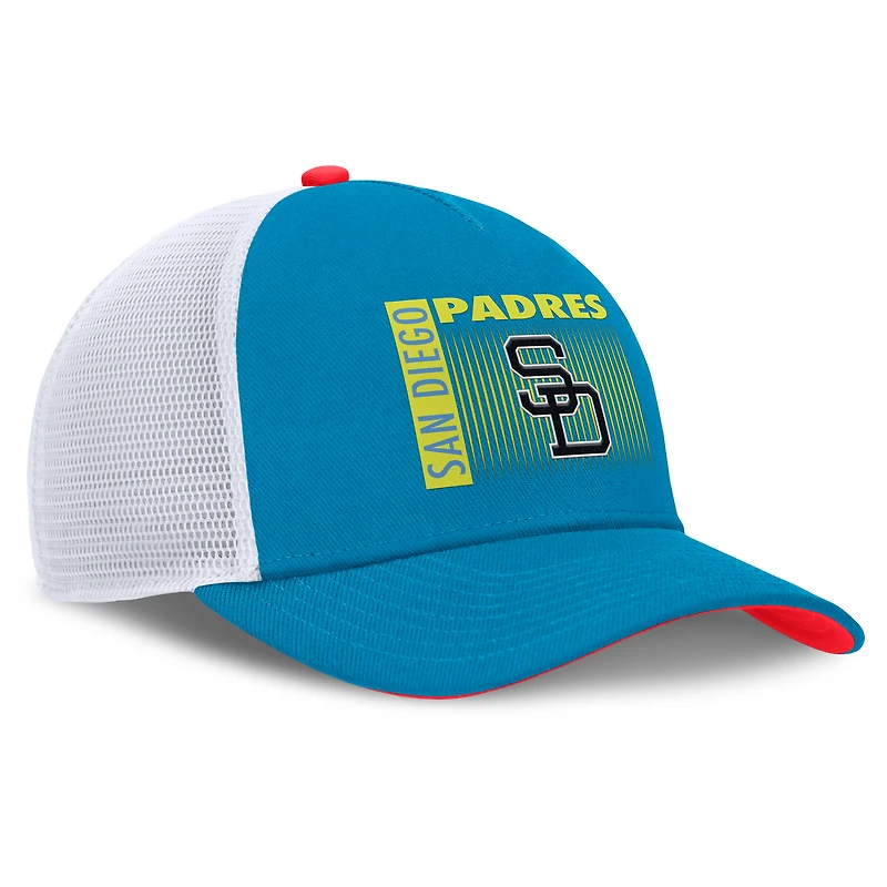 Casquette de camionneur ajustable Nike bleue fluo des Padres de San Diego pour homme, modèle années 90