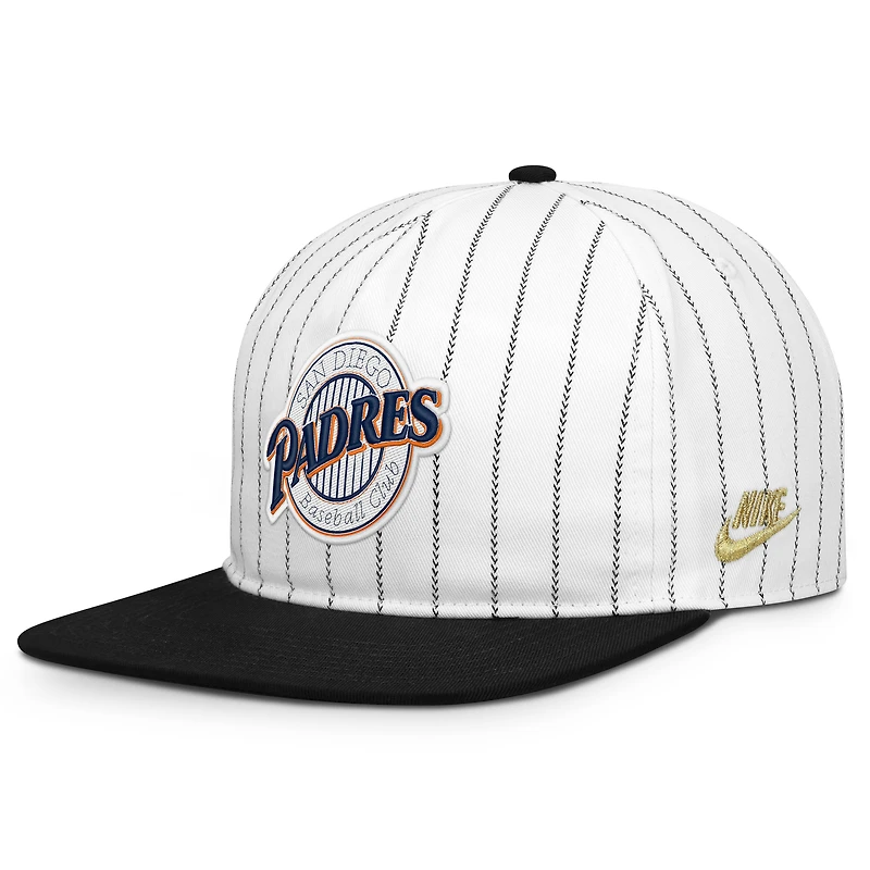 Casquette ajustable Nike Pro San Diego Padres Cooperstown Collection blanche et noire pour homme