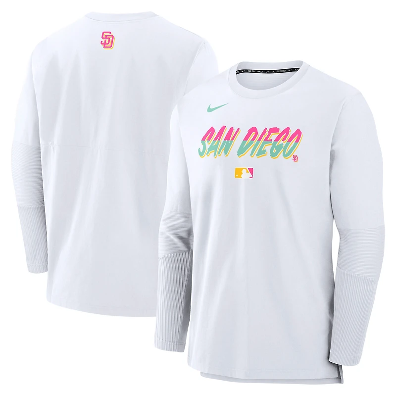 Pull léger Nike blanc City Connect 2025 des Padres de San Diego pour homme, collection authentique Player Dri-FIT