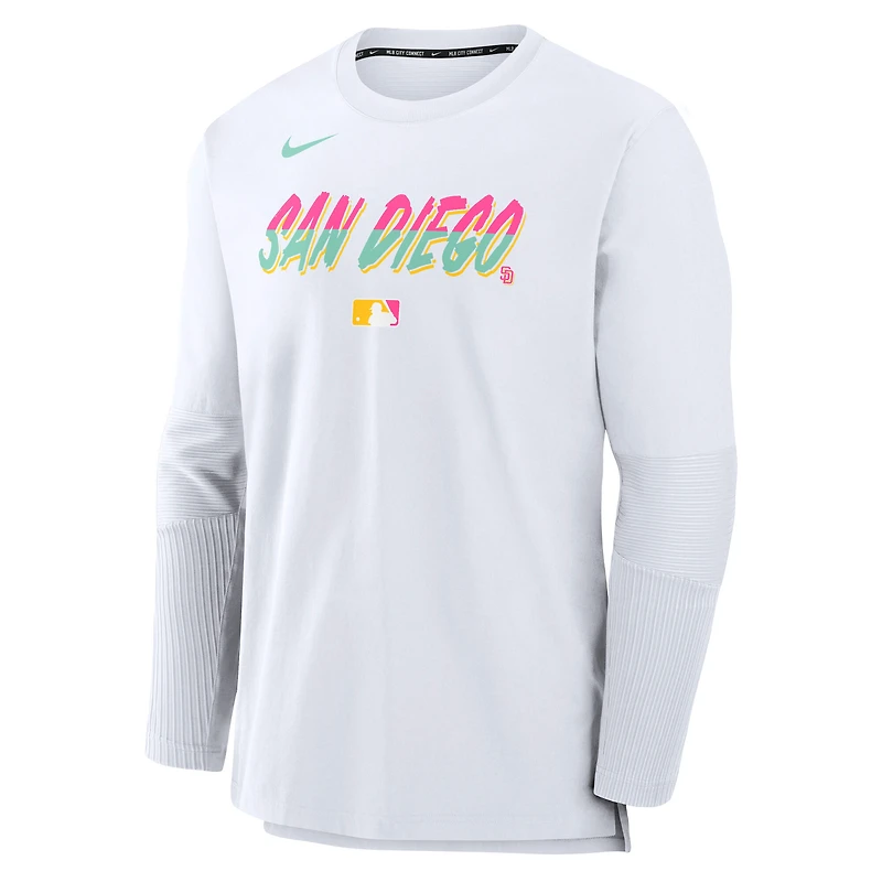 Pull léger Nike blanc City Connect 2025 des Padres de San Diego pour homme, collection authentique Player Dri-FIT