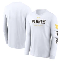 T-shirt à manches longues avec logo Nike des San Diego Padres pour homme, blanc