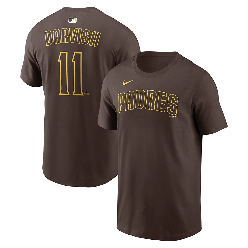 T-shirt Nike Yu Darvish marron San Diego Padres pour homme, avec nom et numéro