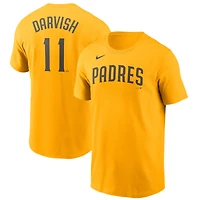 T-shirt avec nom et numéro Nike Yu Darvish Gold pour hommes des San Diego Padres