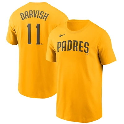 T-shirt avec nom et numéro Nike Yu Darvish Gold pour hommes des San Diego Padres