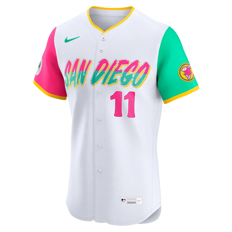 Maillot de joueur d'élite Nike Yu Darvish blanc pour homme, City Connect, Padres San Diego, avec écusson sponsorisé