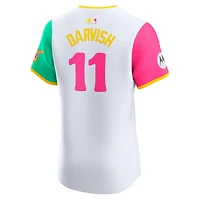 Maillot de joueur d'élite Nike Yu Darvish blanc pour homme, City Connect, Padres San Diego, avec écusson sponsorisé
