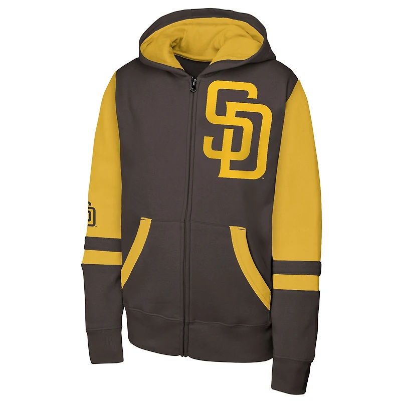 Sweat à capuche zippé colorblock marron Outerstuff pour homme, motif stade des Padres de San Diego