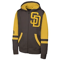 Sweat à capuche zippé colorblock marron Outerstuff pour homme, motif stade des Padres de San Diego