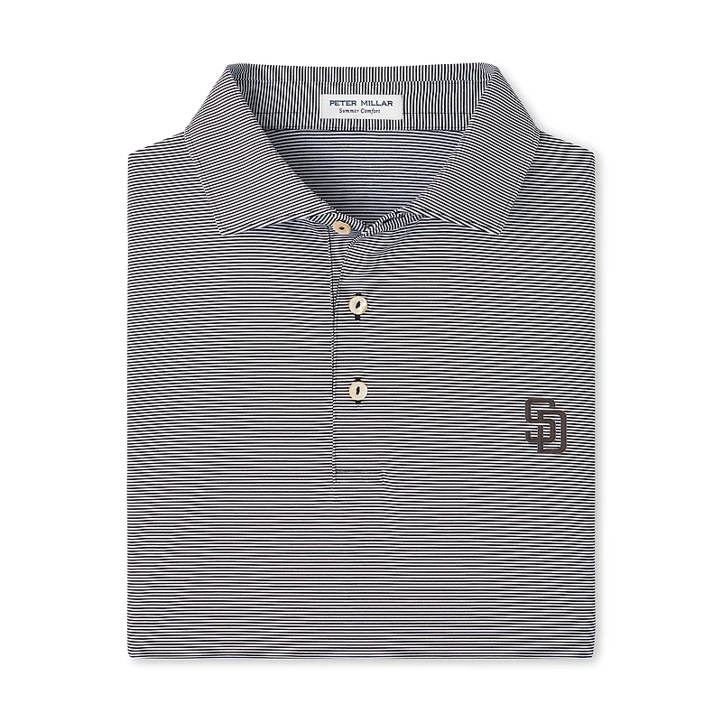 Men's Peter Millar Black San Diego Padres Jubilee Stripe Stretch Jersey Polo
