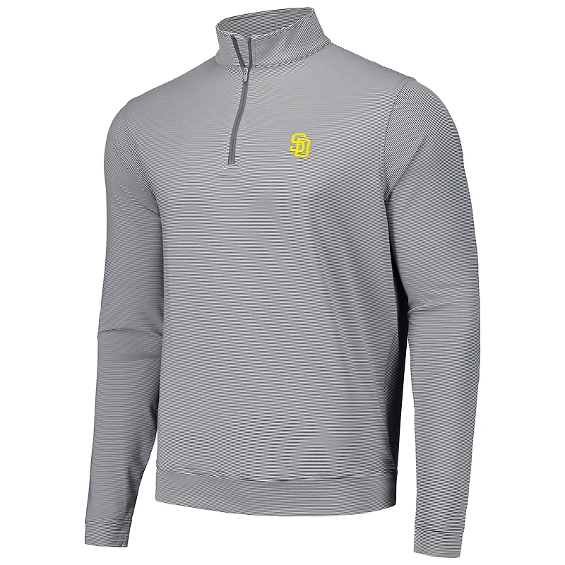 Men's Peter Millar Black San Diego Padres Perth Sugar Stripe Performance Quarter-Zip Top